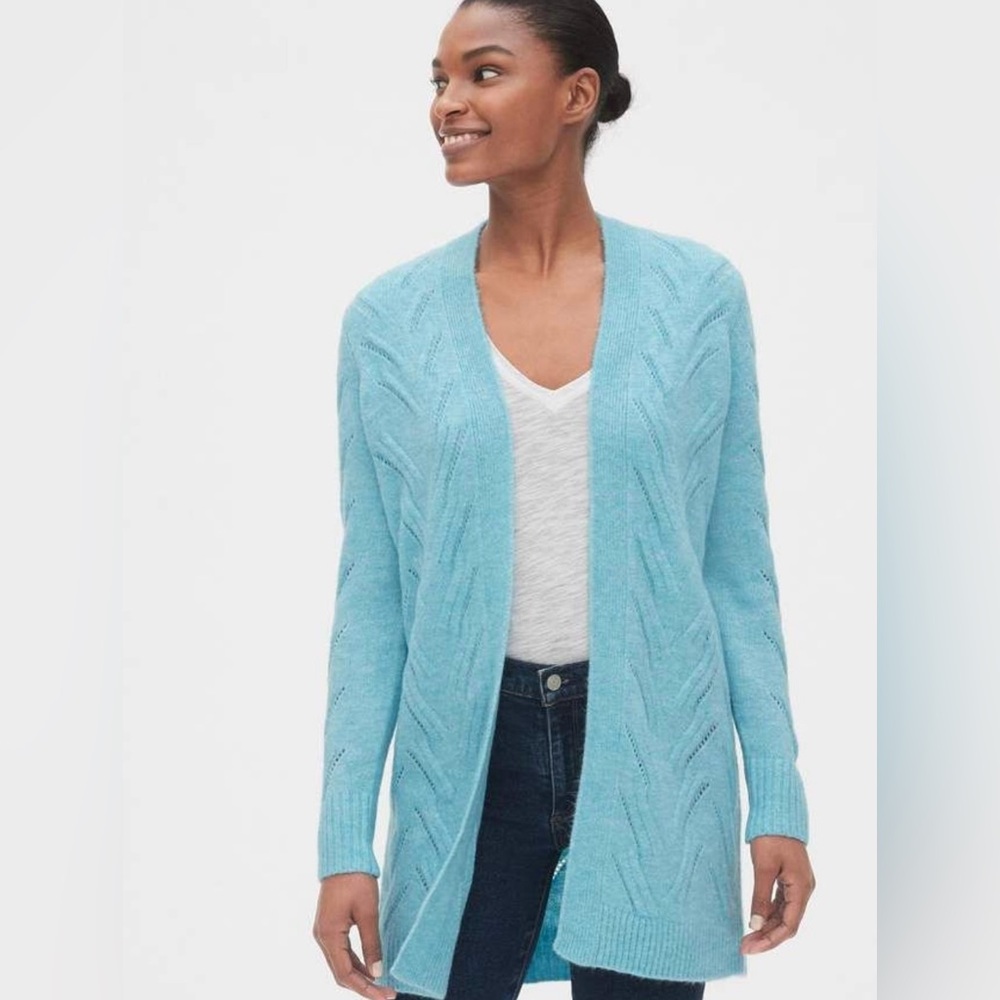 GAP Longline Open-Front Pointelle Cardigan